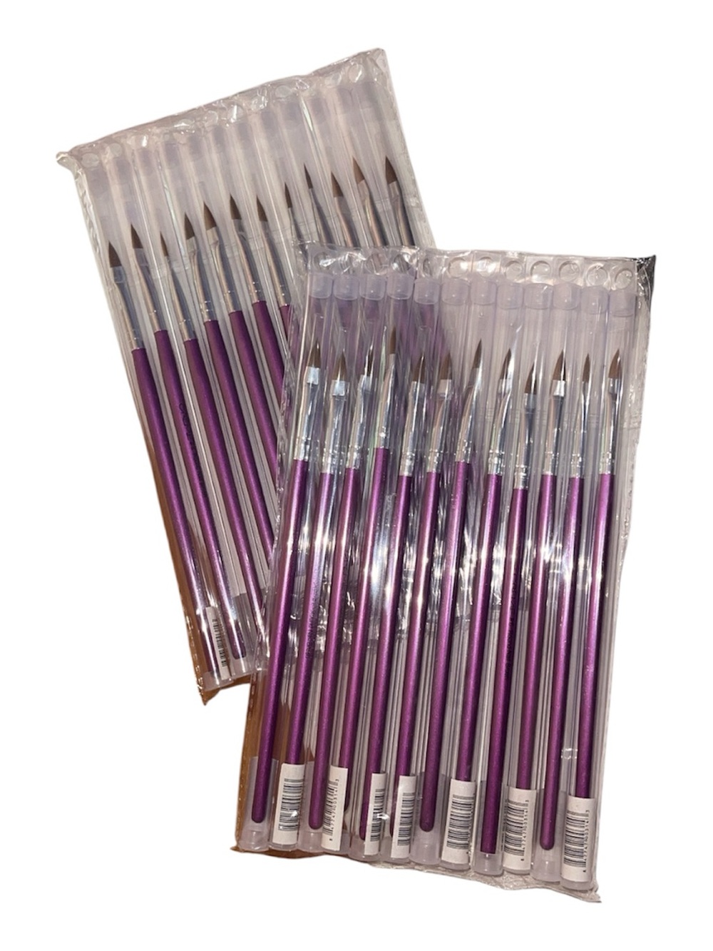 Set of 24 CREME #6 Round Nail Brushes – Purple Handles